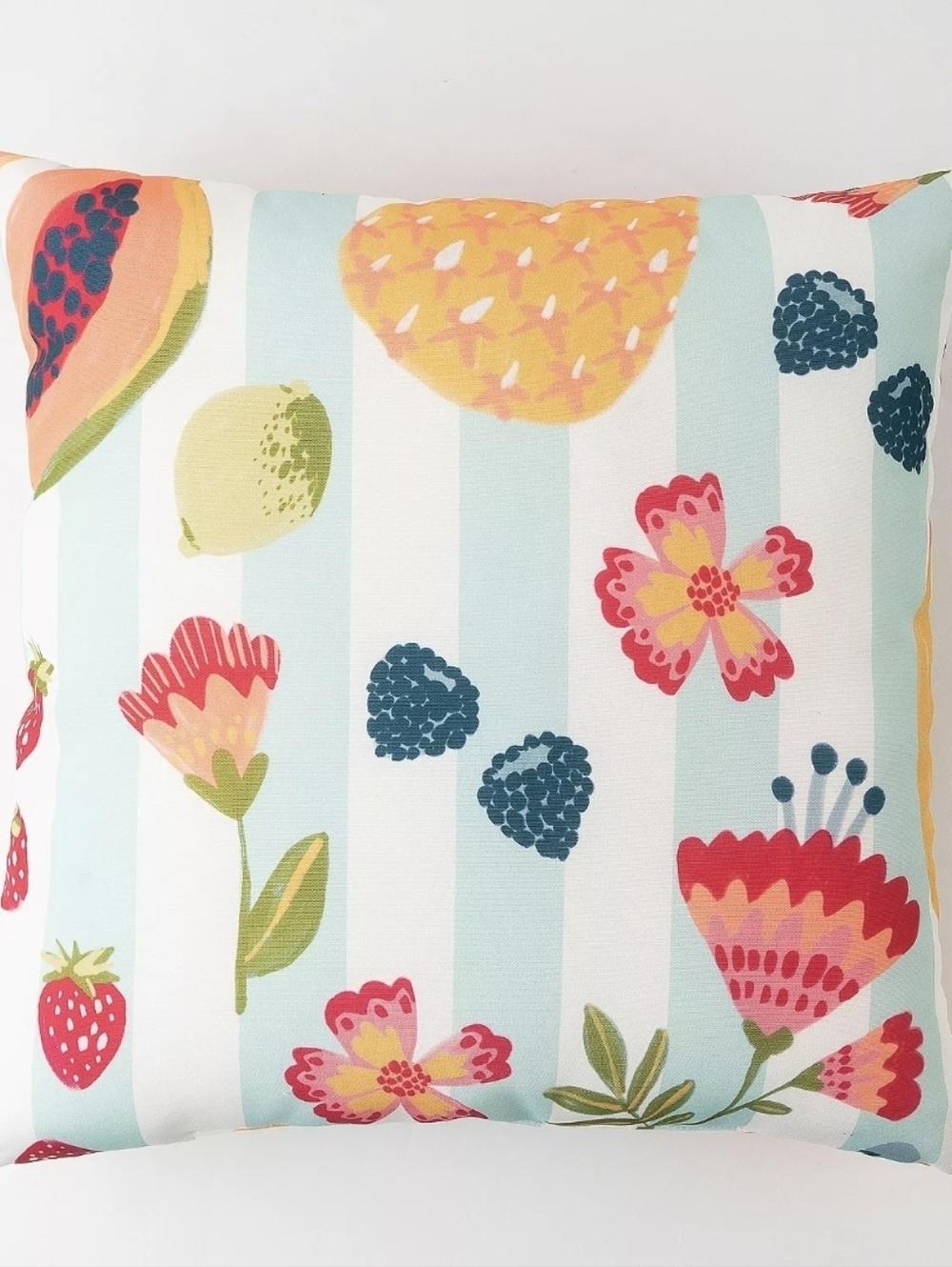 Sonoma Goods For Life Floral & Fruit Throw Pillow in Light Blue and Coral